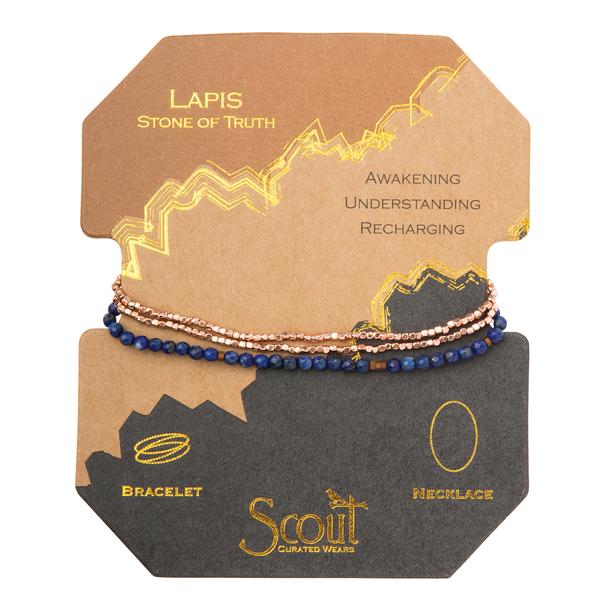 Delicate Stone Bracelet/Necklace in Lapis-Bracelet-Lemons and Limes Boutique