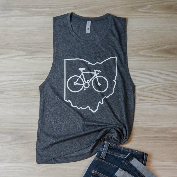 Ohio Bike Tank on Charcoal-Lemons and Limes Boutique