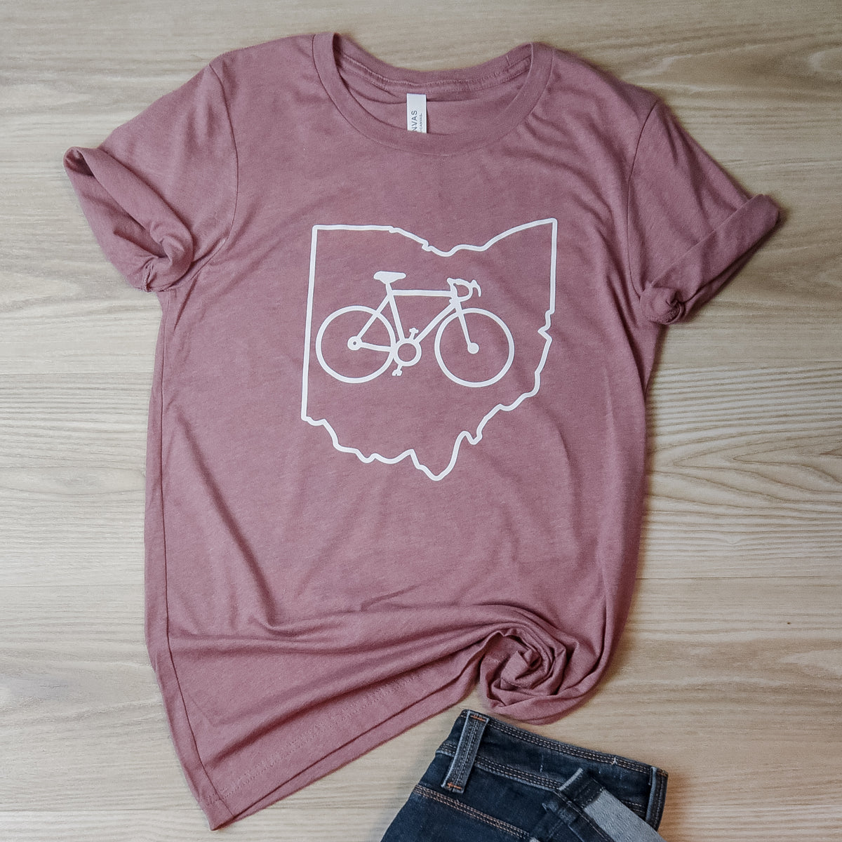 Ohio Bike T-Shirt on Heathered Mauve-Lemons and Limes Boutique