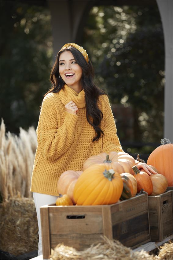 Randi Waffle Sweater in Mustard by Mudpie-Apparel-Lemons and Limes Boutique