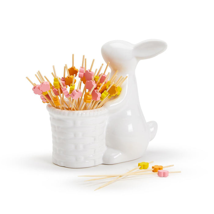 Easter Bunny with 20 Multi-Colored Flower Picks -Lemons and Limes Boutique