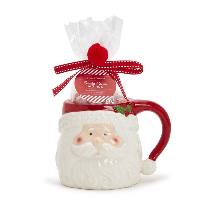 Jolly Santa Mug with Peppermint Mini Candy Canes--Lemons and Limes Boutique