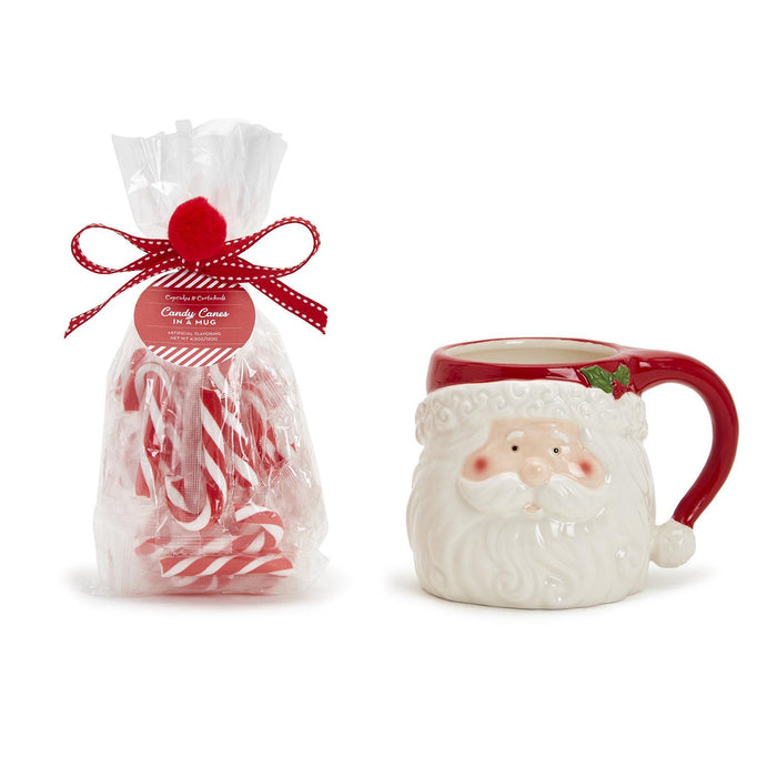 Jolly Santa Mug with Peppermint Mini Candy Canes--Lemons and Limes Boutique