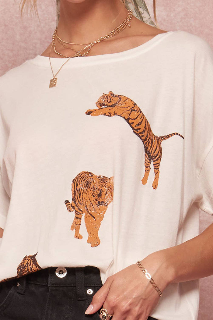 Tiger Vintage Washed Graphic Tee--Lemons and Limes Boutique