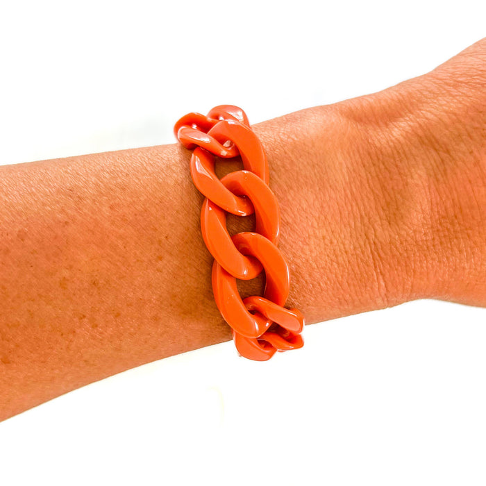 Desert Orange Chunky Acrylic Chain Link Bracelet-Lemons and Limes Boutique