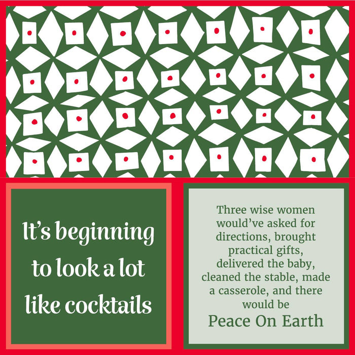 XMAS Peace on Earth/Cocktails Cocktail Napkin-Lemons and Limes Boutique