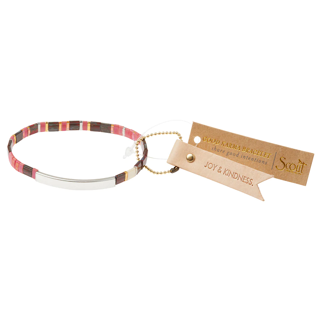 Good Karma Miyuki Bracelet | Joy & Kindness Mulberry/ Gold-Bracelet-Lemons and Limes Boutique