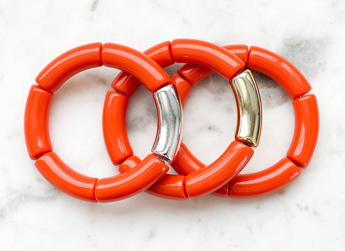 Acrylic Bamboo Bangle Bracelet "Burnt Orange''--Lemons and Limes Boutique