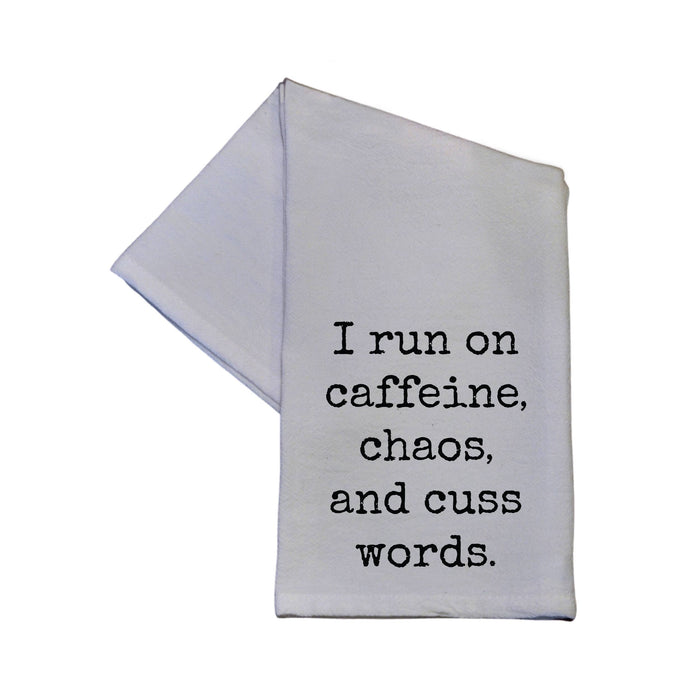 I Run On Caffeine, Chaos And Cuss Words Tea Towel 16x24-Lemons and Limes Boutique