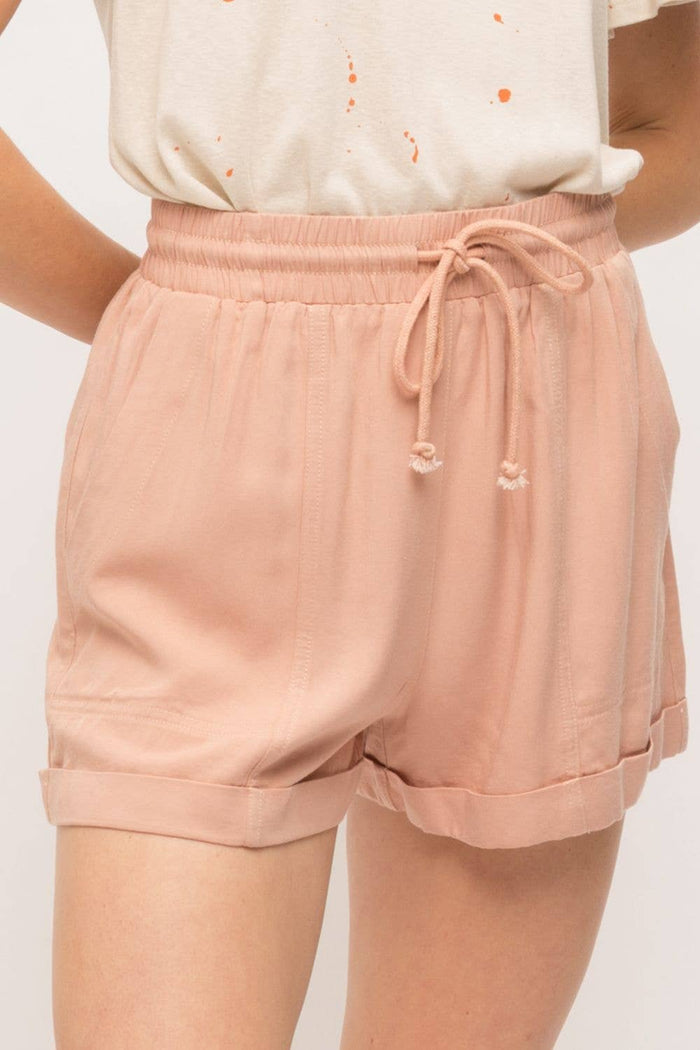 Washed Shorts in Rose--Lemons and Limes Boutique