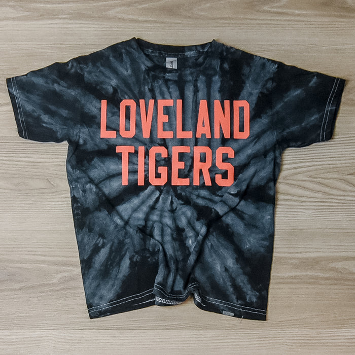 Loveland Tigers Basic T-Shirt in Black Tie Dye-YOUTH--Lemons and Limes Boutique