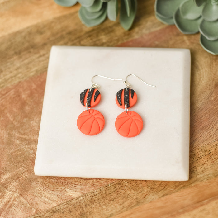 Handmade Loveland Basketball Clay Earrings--Lemons and Limes Boutique