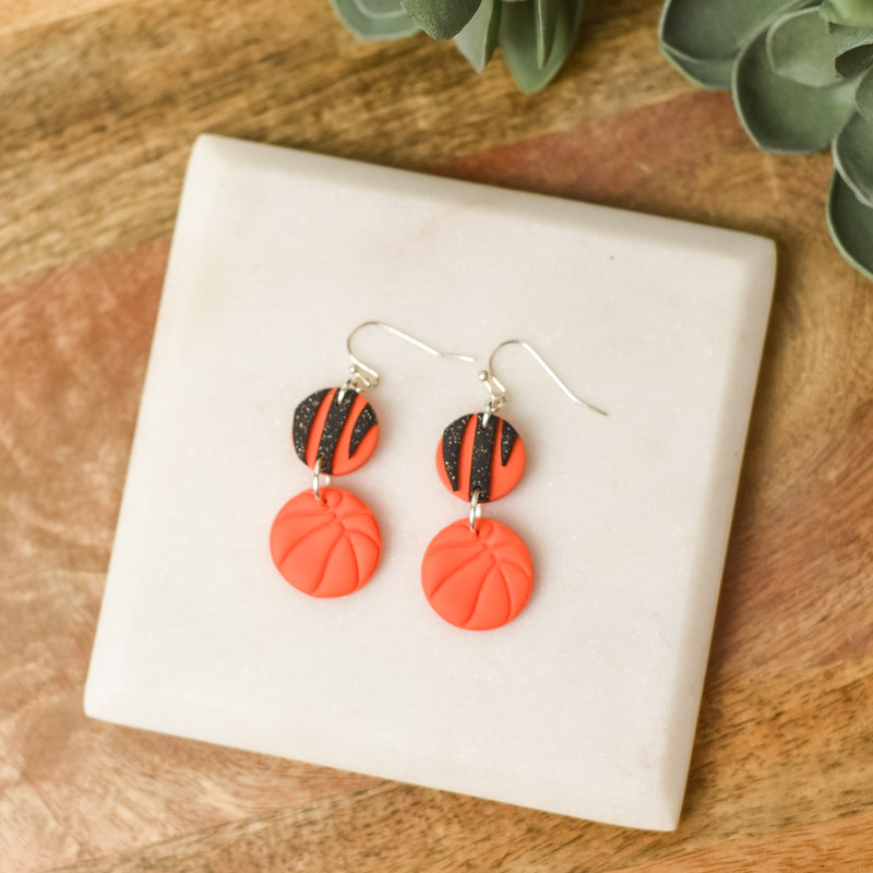 Handmade Loveland Basketball Clay Earrings--Lemons and Limes Boutique