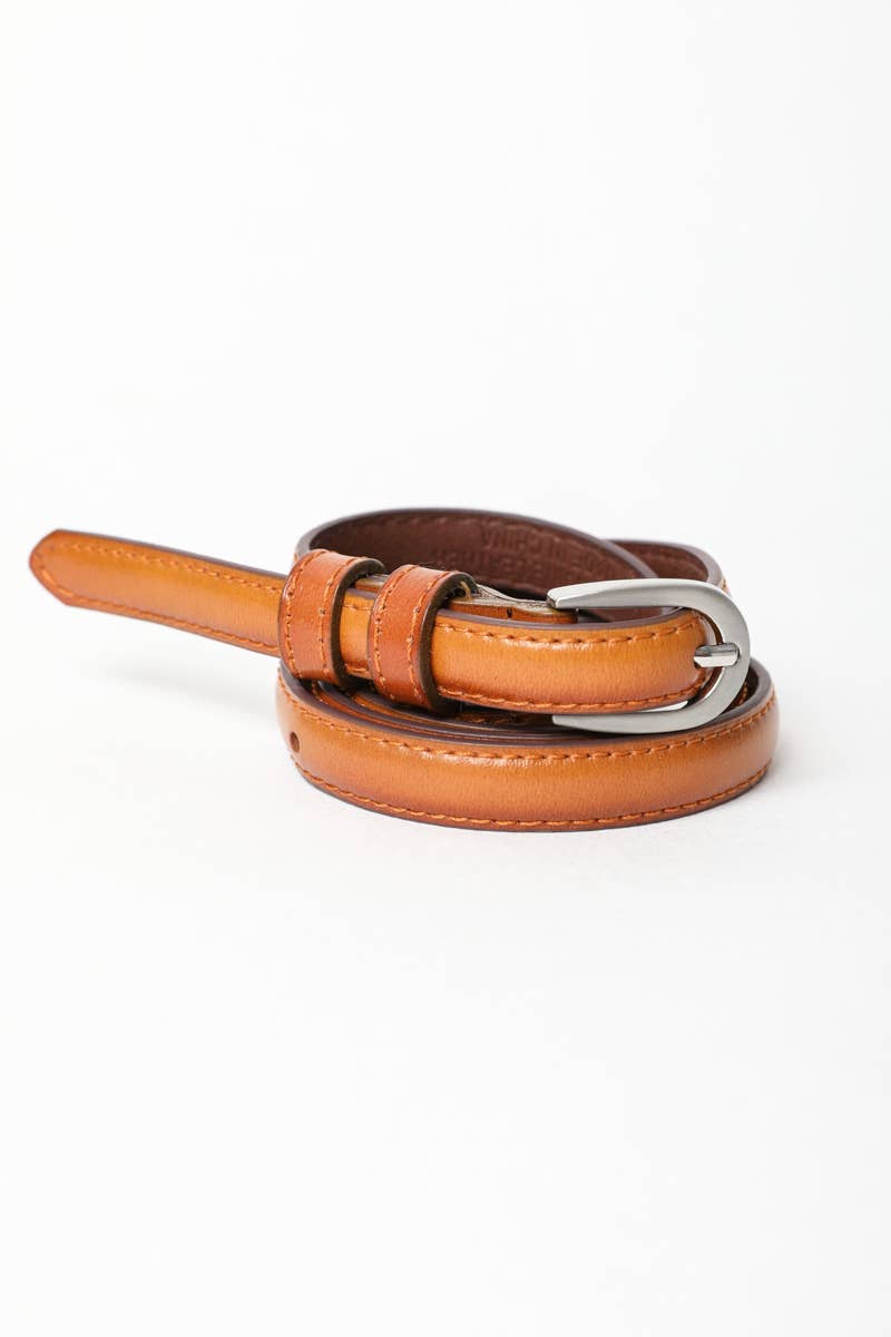 Leto Accessories - Skinny Horseshoe Buckle Cinch Leather Belt-Lemons and Limes Boutique