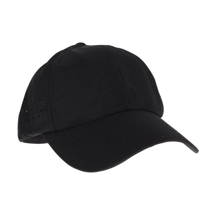 Laser Cut Criss Cross High Pony Ball Cap in Black by C.C. Beanie--Lemons and Limes Boutique