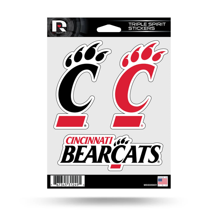 NCAA Cincinnati Bearcats Triple Spirit Stickers--Lemons and Limes Boutique