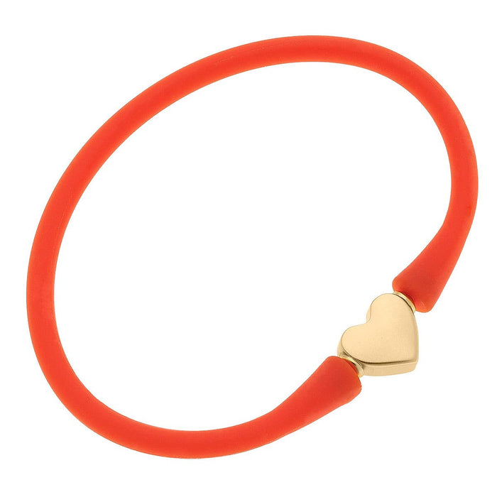 Bali Heart Bead Silicone Bracelet in Orange Canvas Style--Lemons and Limes Boutique