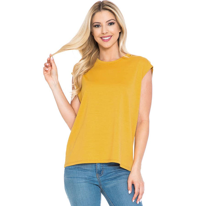 Women's Sleeveless Waist Length Sporty Top in Mustard--Lemons and Limes Boutique