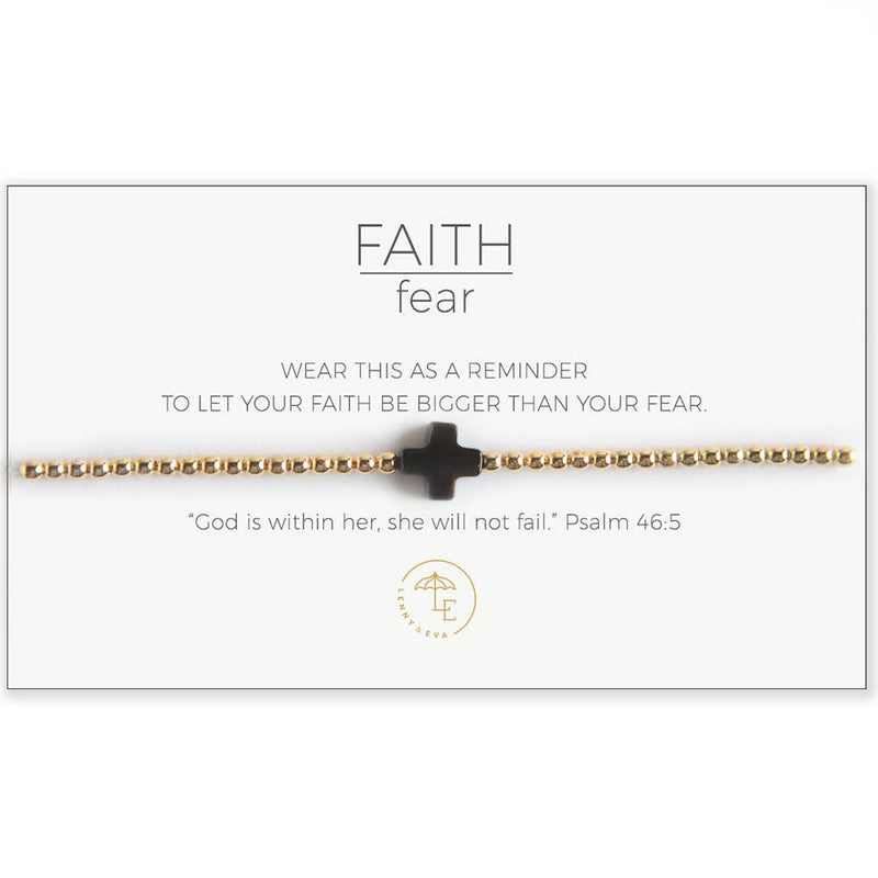 Faith Over Fear Gold + Black Bracelet--Lemons and Limes Boutique