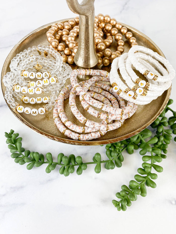 8mm Clear Crystal "Mama" Bracelet-Lemons and Limes Boutique