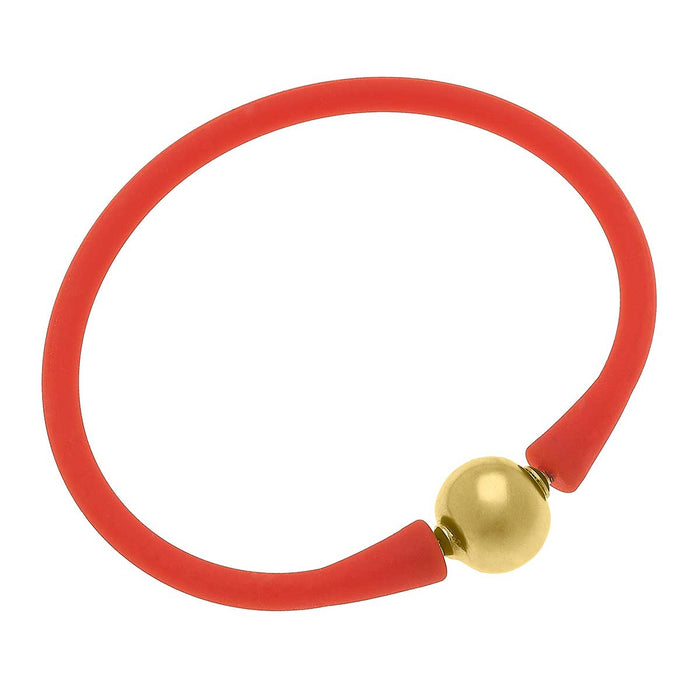 Bali 24K Gold Plated Bead Silicone Bracelet Orange Canvas Style-Lemons and Limes Boutique
