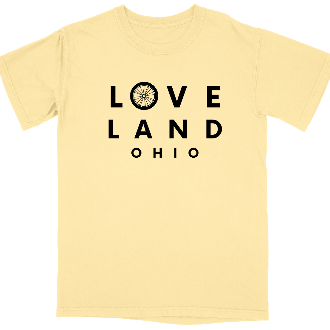 Loveland Bike T-Shirt Short Sleeve on Banana-Graphic Tee-Lemons and Limes Boutique