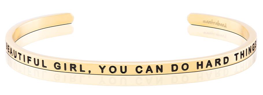 Beautiful Girl, You Can Do Hard Things Affirmation Bracelet in Yellow Gold-Bracelet-Lemons and Limes Boutique