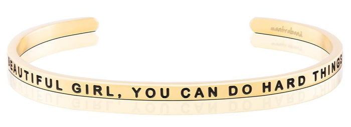 Beautiful Girl, You Can Do Hard Things Affirmation Bracelet in Yellow Gold-Bracelet-Lemons and Limes Boutique
