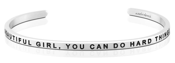 Beautiful Girl, You Can Do Hard Things Affirmation Bracelet in Silver-Bracelet-Lemons and Limes Boutique