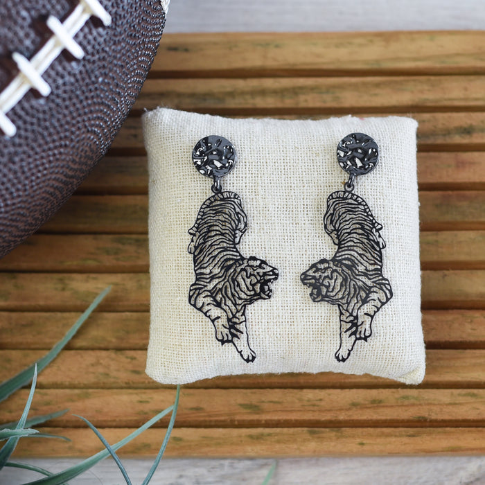Black Tiger Prowl Post and Dangle Earring-Lemons and Limes Boutique