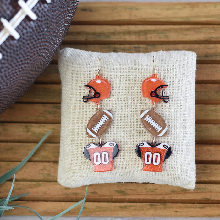 Acrylic Jersey Football Triple Dangles-Lemons and Limes Boutique