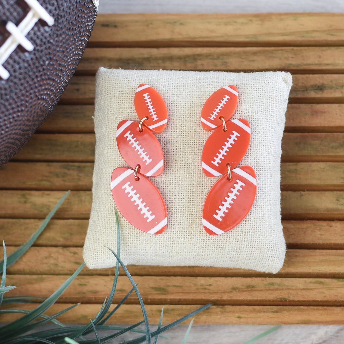 Acrylic Triple Football Dangles-Lemons and Limes Boutique