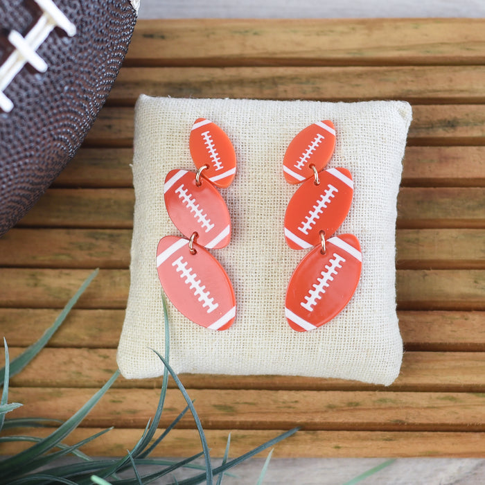 Acrylic Triple Football Dangles-Lemons and Limes Boutique