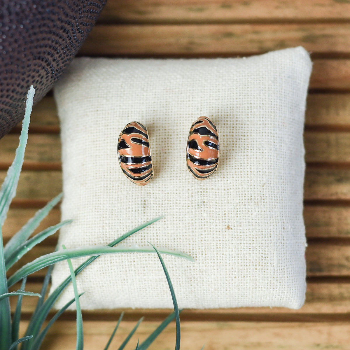 Tiger Stripe Hoop Earring-Small--Lemons and Limes Boutique