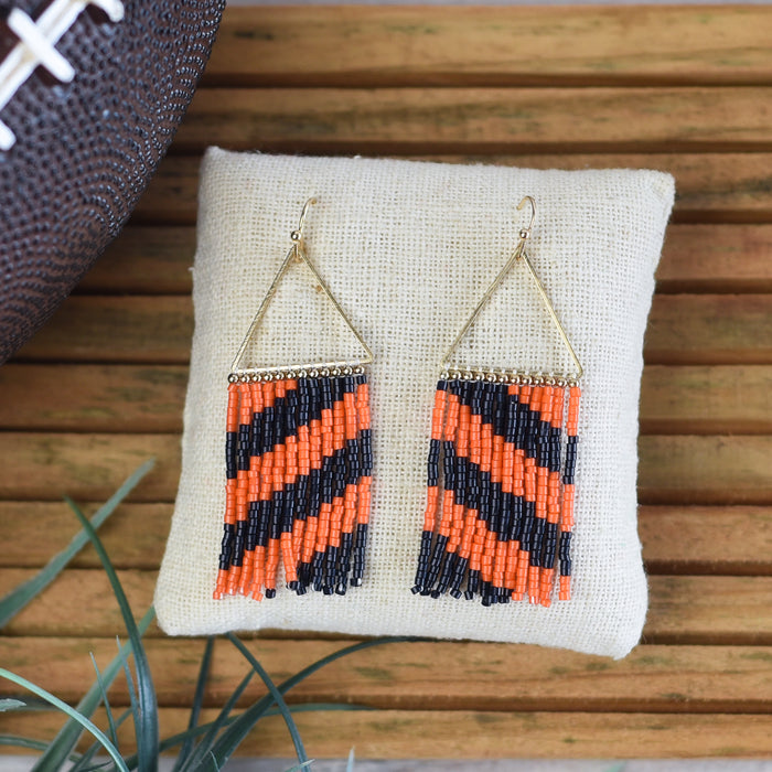 Tiger Stripe Triangle Dangle Earring--Lemons and Limes Boutique
