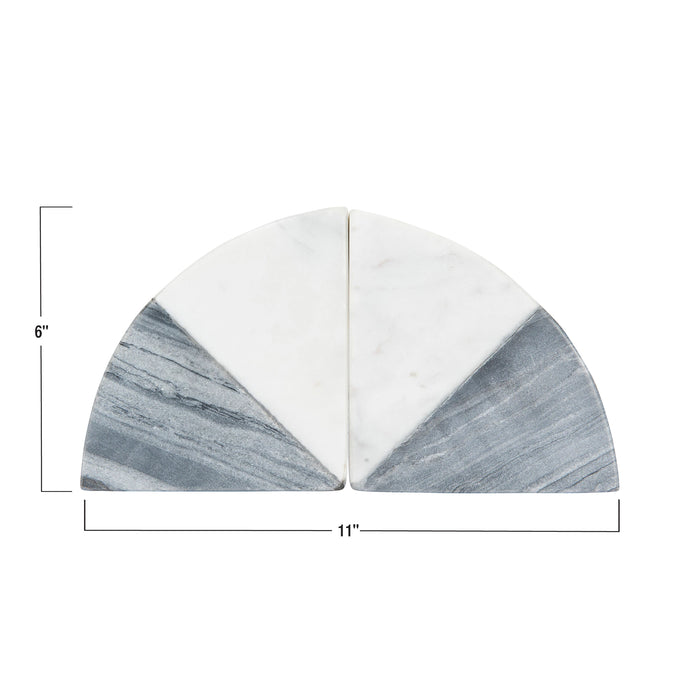 Marble Bookends, Black and White, Set of 2-Decor-Lemons and Limes Boutique