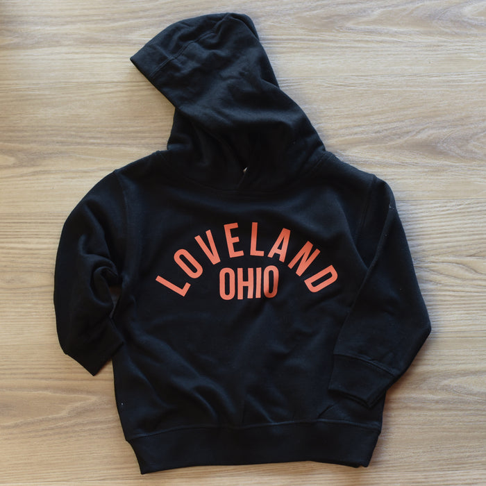Loveland Ohio Hoodie on Black-YOUTH--Lemons and Limes Boutique
