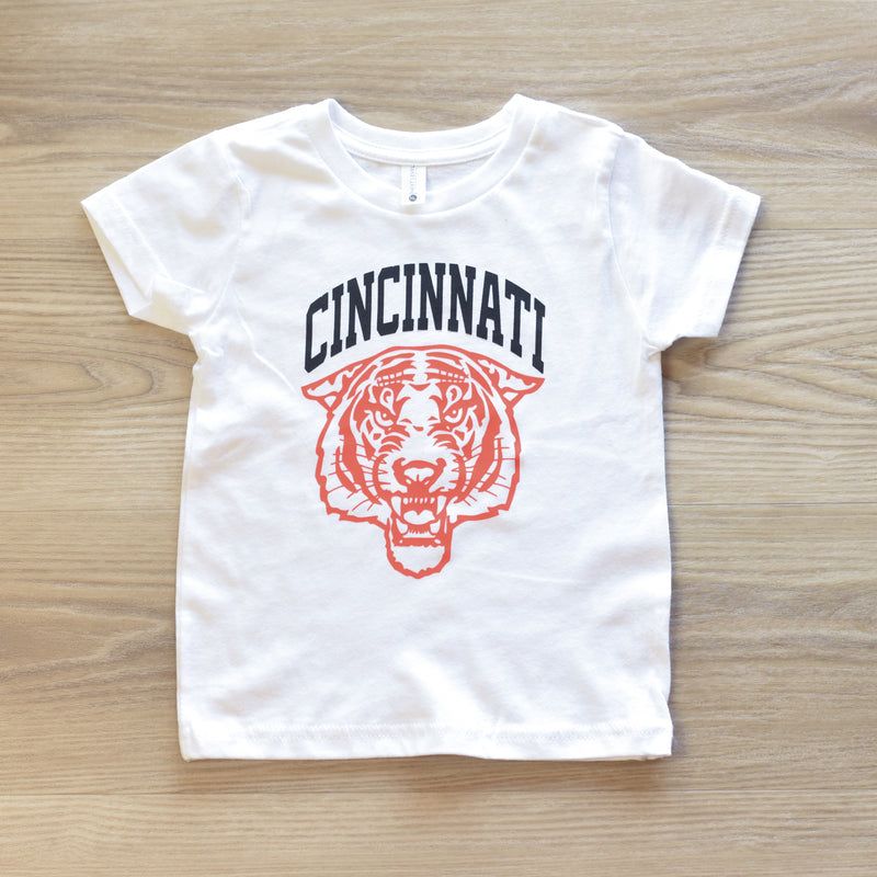 Cincinnati Tiger T-Shirt on White-YOUTH--Lemons and Limes Boutique