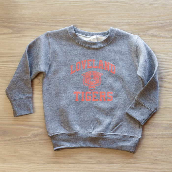 Vintage Loveland Tigers Sweatshirt on Granite Heather-YOUTH-Lemons and Limes Boutique