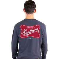 Simply Southern Mens L/S Red Logo Tee in Navy-Graphic Tee-Lemons and Limes Boutique