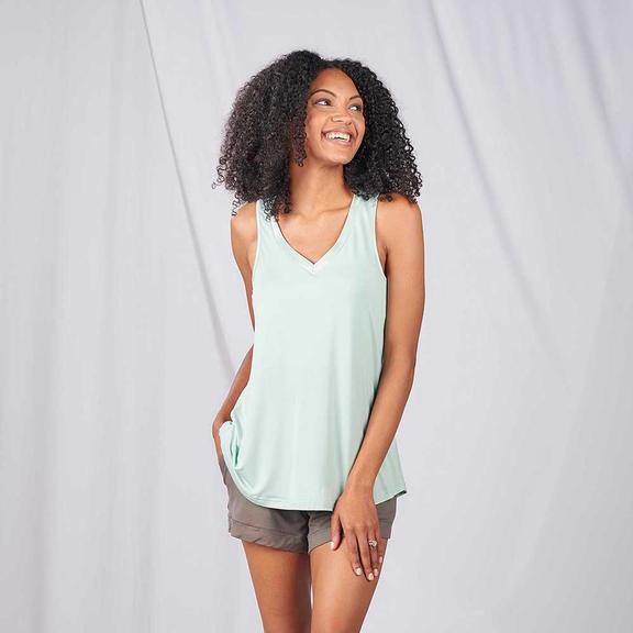 Bamboo Double V Tank in Aqua FacePlant Dreams-Apparel-Lemons and Limes Boutique