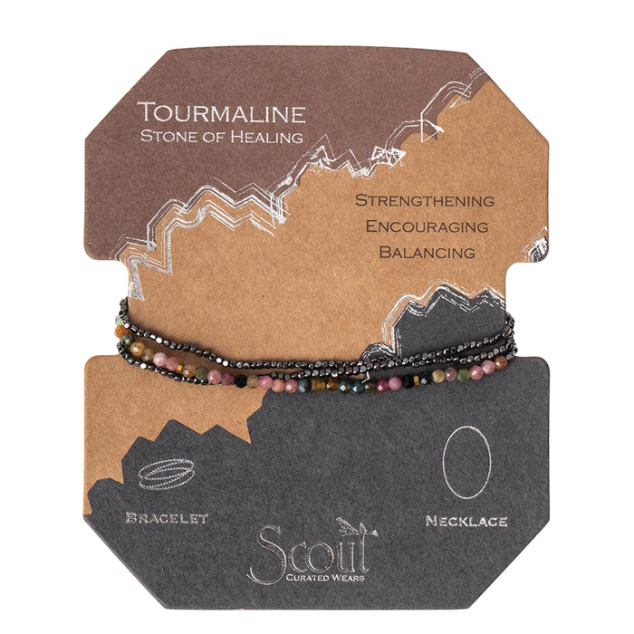 Delicate Stone Bracelet/Necklace - Tourmaline Hematite-Bracelet-Lemons and Limes Boutique
