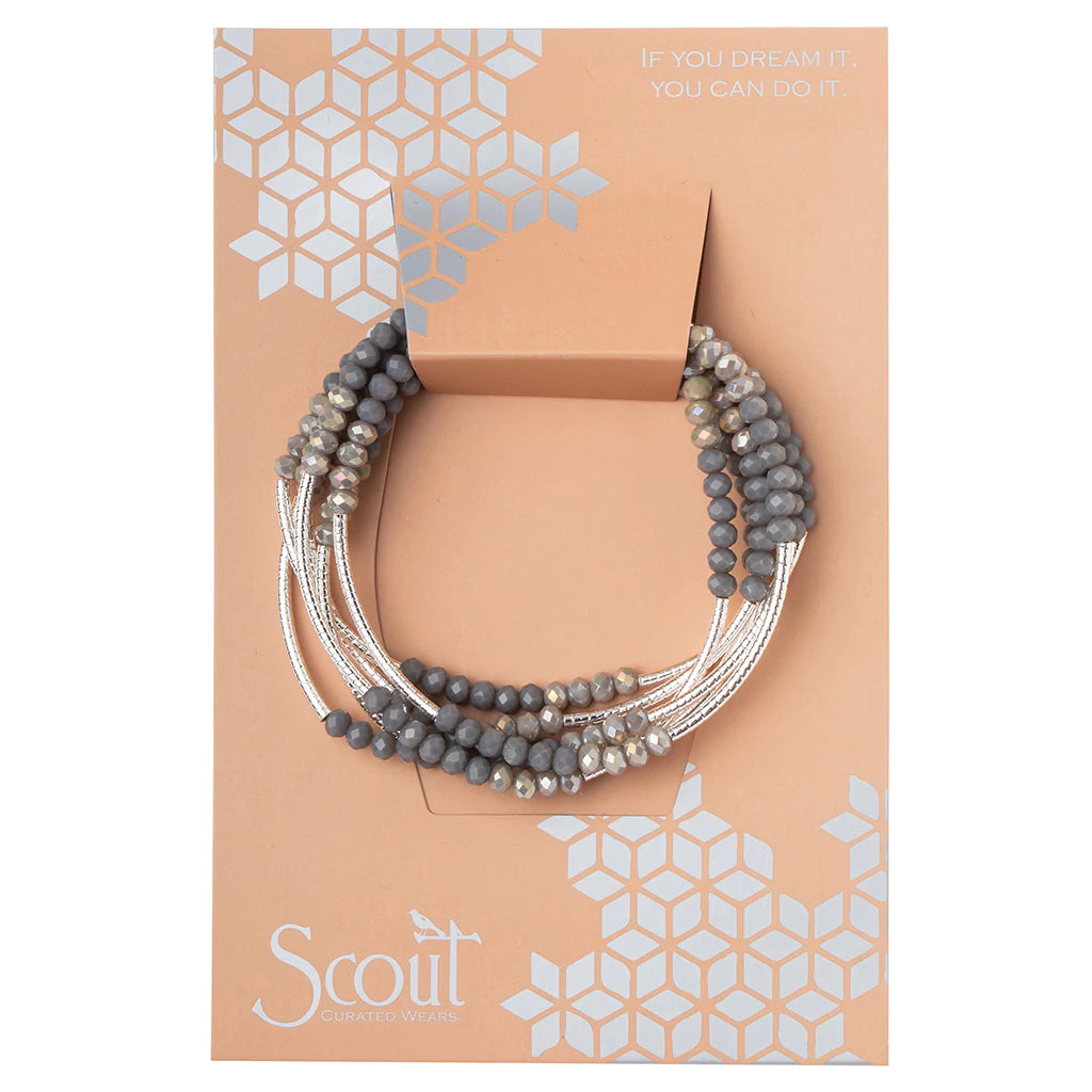 Scout Wrap-Bracelet/Necklace Dove Grey Multi Silver--Lemons and Limes Boutique
