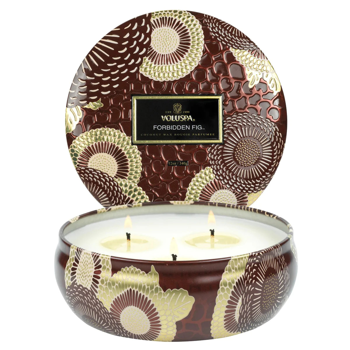 Forbidden Fig 3 Wick Tin Candle Voluspa-Lemons and Limes Boutique