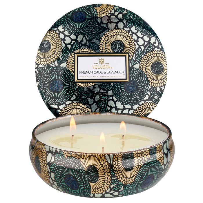 French Cade & Lavender 3 Wick Tin Voluspa--Lemons and Limes Boutique