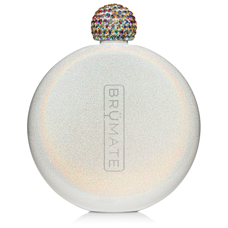 Round Flask in Glitter White Brumate--Lemons and Limes Boutique