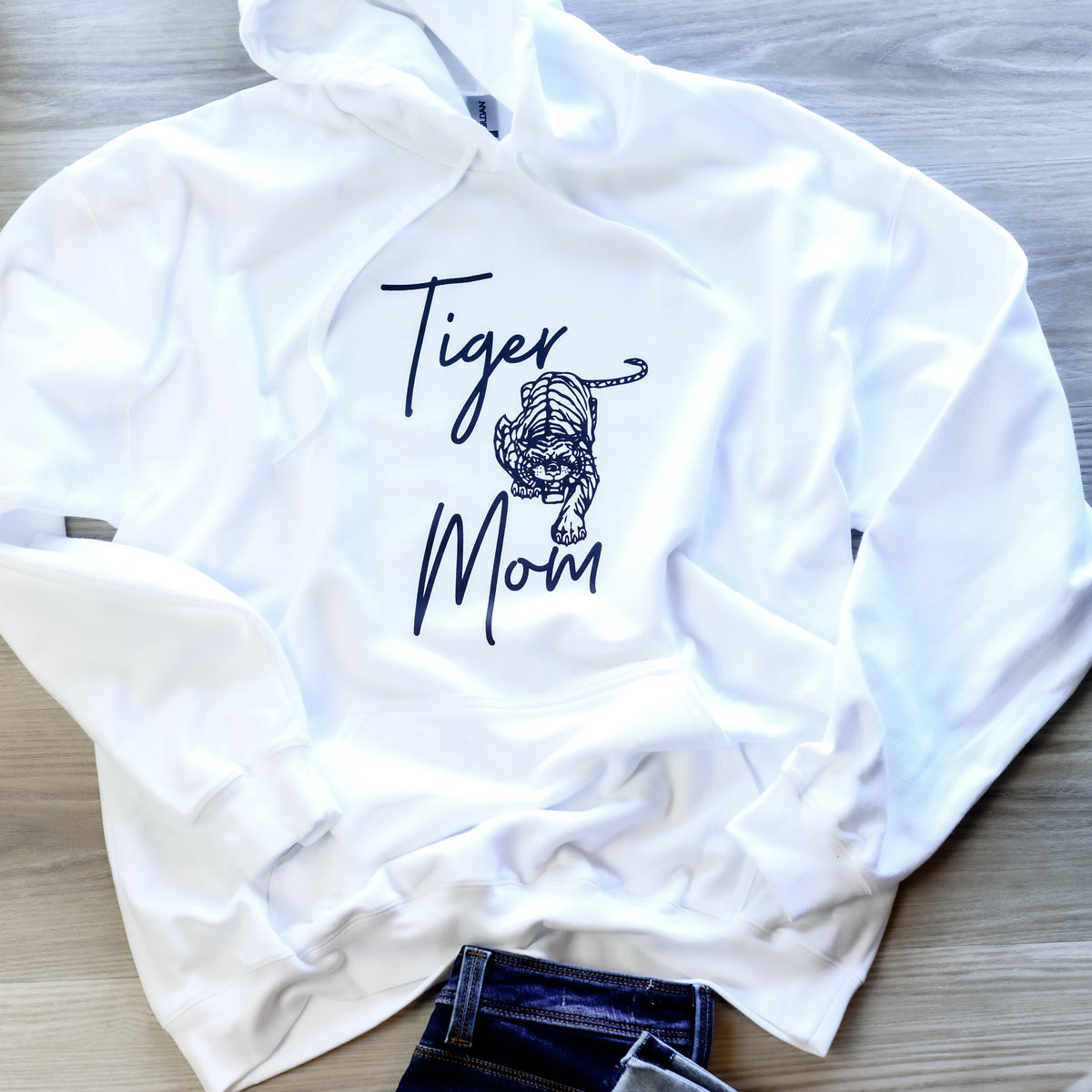 Tiger Mom Hoodie on White--Lemons and Limes Boutique