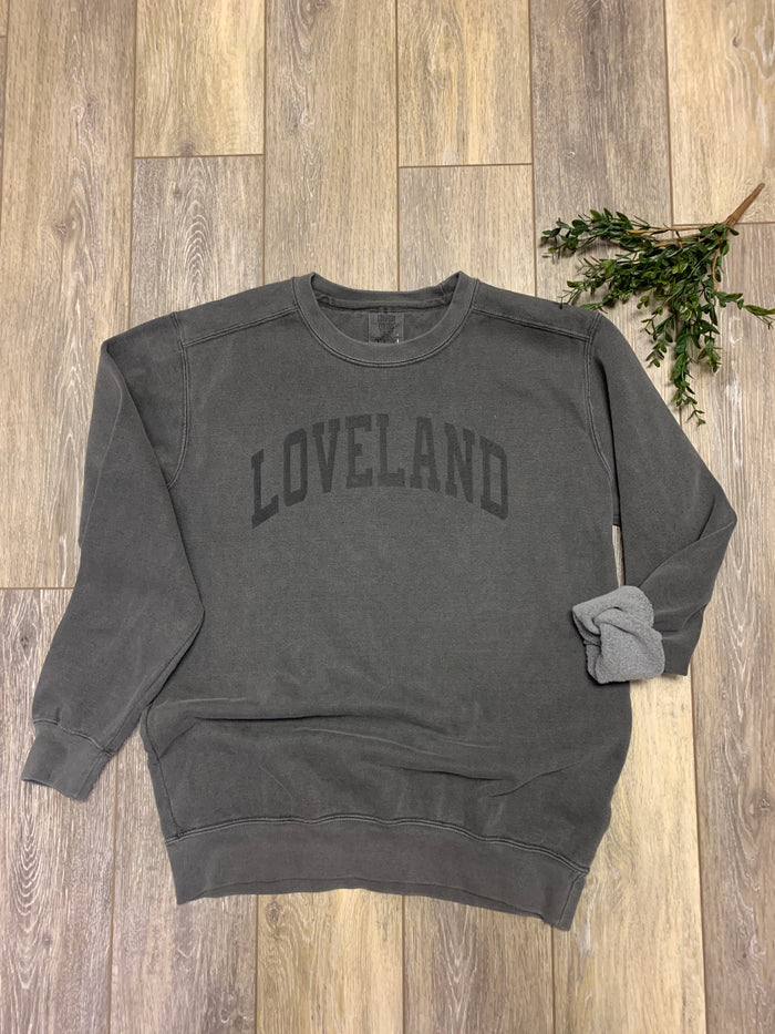 Loveland Pigment Dyed Sweatshirt on Charcoal-Lemons and Limes Boutique