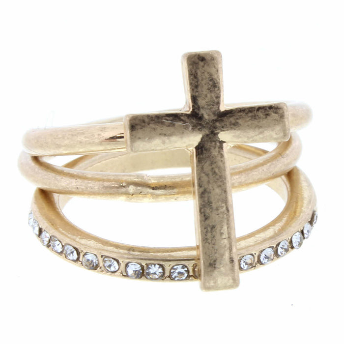 Samantha Ring - Gold Cross-Ring-Lemons and Limes Boutique
