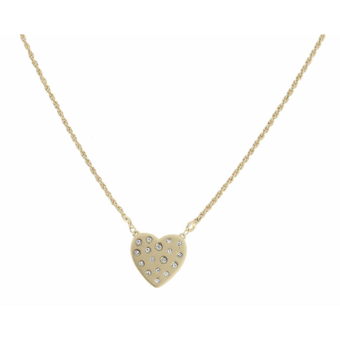 16-20" Gold Heart With Clear Crystals Necklace--Lemons and Limes Boutique